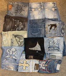 Y2K men’s bootcut baggy straight embroidery jeans