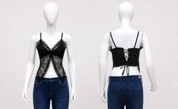 CR1851 Upcycled Lace Corset Cami