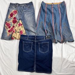 Y2k denim midi skirts (798)