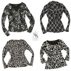 Y2K White and Black Full Sleeve Tops -SS-040