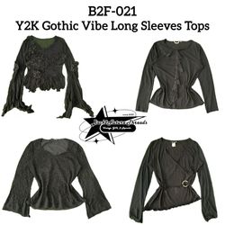 Y2K Gothic Long Sleeves Tops (B2F-021)