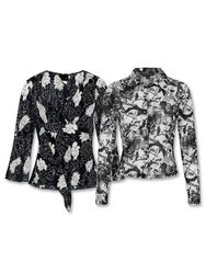 (FV-1708) Y2K Black & White Aesthetic Floral Tops