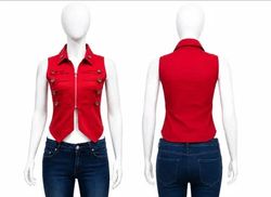 CR1860 UPCYCLED ZIP FRONT VEST TOP