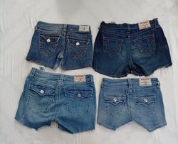 CR9196 Upcycled True Religion Mini Denim Shorts