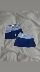 Upcycled Denim Panel Mini Skirt