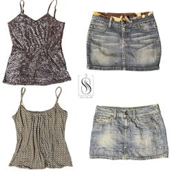 Y2K IT Girl Mix Set Cami & Denim Mini Skirts - SS-..