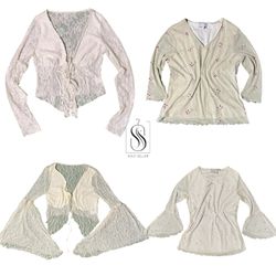 Y2K White Full Sleeve Mesh Tops - SS-043