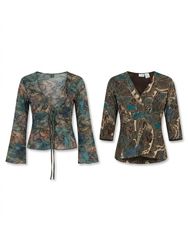 (FV-1716) Vintage Y2K Blue Brown Abstract Printed ..