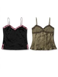 (FV-1718) Y2K Satin Lace Cami Tops Bundle Coquette..