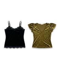 (FV-1717) Y2K Velvet Sequin Party Tops Bundle Blac..