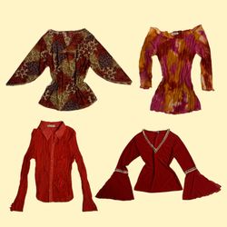 Vintage Y2K Boho Mesh & Bell Sleeve Tops