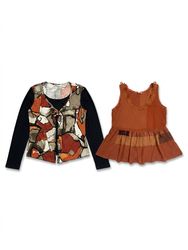 (FV-1720) Y2K Orange Brown Printed Tops Bundle Ret..