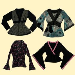 Y2K Mesh Floral & Bell Sleeve Tops