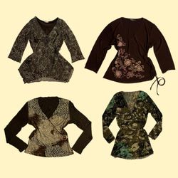 Earth-Tone Abstract Print Wrap Tops