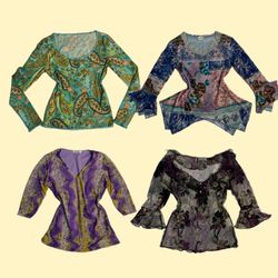 Y2K Sheer & Shimmer Collection: Vibrant Paisley & ..