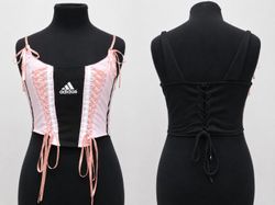 CR1863 UPCYCLED LACE-UP CORSET CAMI TOP
