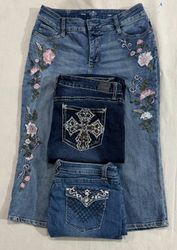 Y2k denim capris (832)