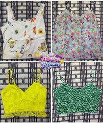 Y2K Vintage Floral Cami & Lace Crop Top Bundle – R..