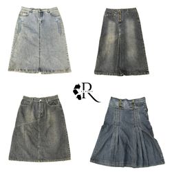 Y2K Era Cyber Girl Denim Midi Skirts RW-2141