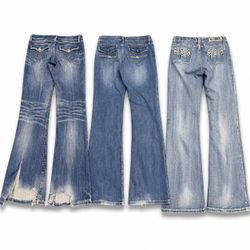 Y2K Embellished Embroidered Bootcut Jeans