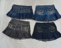 CR9261 Upcycled Y2K Denim Flowy Skirts