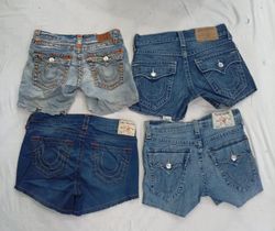 CR9271 Upcycled True Religion Mini Denim Shorts