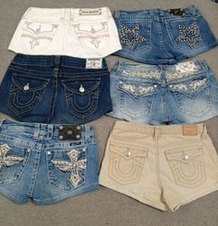 HD1491 Ladies Upcycled Branded Denim Micro Mini Sh..