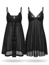 (FV-1750) Y2K Black Aesthetic Mesh BabyDoll