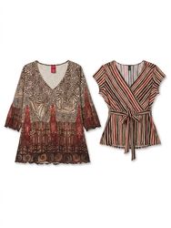 (FV-1749) Vintage Red Print Tops Bundle | Y2K Abst..