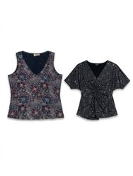 (FV-1745) Y2K Light Shimmer Tops