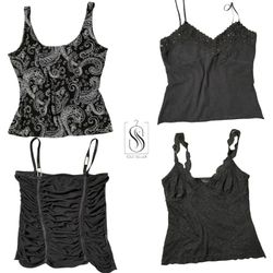 Y2K Black Gothic Cami Tops - SS-049