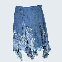 Denim Maxi Skirt Front Slit Y2K Long Jean Skirt