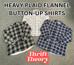 Heavy Plaid Flannel Button-Up Shirts - (18/06)