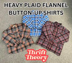 Heavy Plaid Flannel Button-Up Shirts - (18/06)