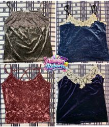 Y2K Vintage Velvet Lace Cami Bundle – Crushed Velv..