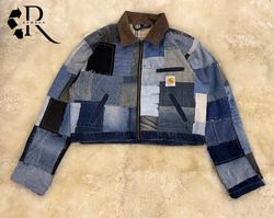 Upcycled Carharrt Denim Patchwork Cropped Jacket (..