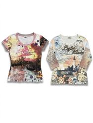 (FV-1766) Y2K Scene Print babytees Long Sleeve Top..