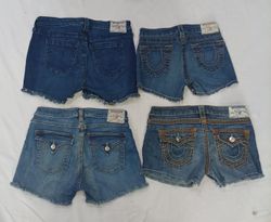 CR9339 Upcycled True Religion Mini Denim Shorts