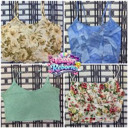 Y2K Vintage Cami & Crop Top Bundle – Floral, Denim..