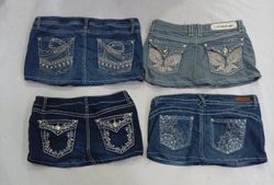 CR9351 Upcycled Y2K Mini Denim Skirts