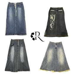 Y2K Paris Hilton Era Girl Denim Midi Skirt RW-2153