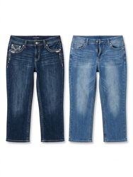 (FV-1792) Y2K Denim Capri Jeans Embellished Detail