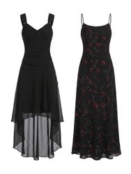 (FV-1783) Y2K Gothic Black Aesthetic Dress