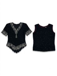 (FV-1775) Y2K Black Aesthetic Beaded Tops