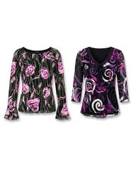 (FV-1781) Y2K Purple Printed Tops