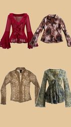 Y2K Textured Plissé & Ruffled Blouses - (19/06)