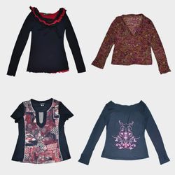 Y2K Gothic Romance Mesh Tops