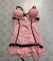 Pink Lingerie With Black Trim