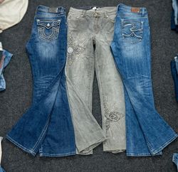 Y2K Embroidery Pockets Jeans backprints