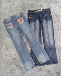 ***Vintage Embroidered Flare Jeans | Y2K Denim Bun..
